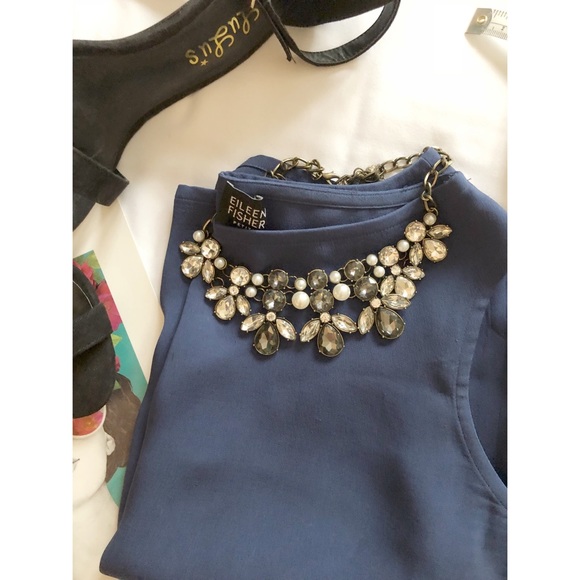 Eileen Fisher Tops - Eileen Fisher Silk Boxy Shell Navy